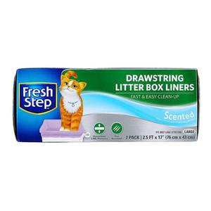 lot 15667 image: Pack of 2 -Fresh Step Drawstring Litter Box Liners Scented  Large Size  30  x 17  - 7 Count