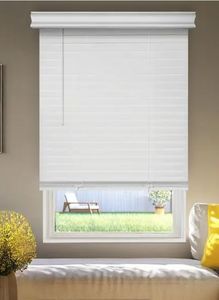 lot 16938 image: 2 CORDLESS FAUX WOOD BLIND White 39.5X64 (Actual Width 39 - Retail $59