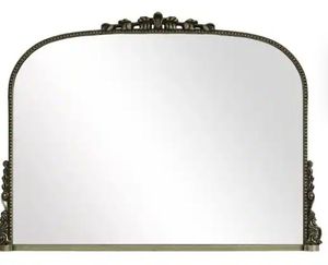 lot 16952 image: 44 in. W x 32 in. H Arched Decorative Antique Bronze Polyurethane Frame Wall Bathroom Vanity Mirror - Retail $163