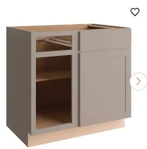 lot 16953 image: Hampton BayCourtland 36 in. W x 24 in. D x 34.5 in. H Assembled Shaker Base Kitchen Cabinet in Sterling Gray - Retail $190