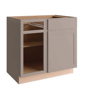 lot 6457 image: Courtland 36 in. W x 24 in. D x 34.5 in. H Assembled Shaker Base Kitchen Cabinet in Sterling Gray (See Pics) - Retail $190