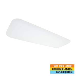 lot 6463 image: 48 in. x 18 in. Classic White LED Flush Mount Closet Light 5800 Lumens 65-Watt Adjustable CCT Kitchen Light Dimmable (Cracked-See Pics) - Retail $149