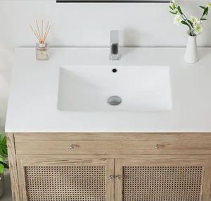 lot 6474 image: Dayton 37 in. W x 22 in. D Vitreous China Vanity Top in White with Single Faucet Hole (Sink Only) - Retail $169
