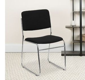lot 16954 image: Flash Furniture HERCULES Sled Base Stacking Chair, Black  (Wrong Stock Pic)- Retail $68