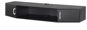 lot 16956 image: Floating TV Stand Wall Mounted TV Shelf Wood Media Console Under TV Floating Cabinet Desk Storage Hutch - Retail $76