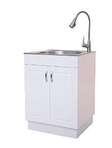 All-in-One 26 in. x 23 in. x 31 in. Stainless Steel Countertop Laundry/Utility Sink and Cabinet - Retail: $760
