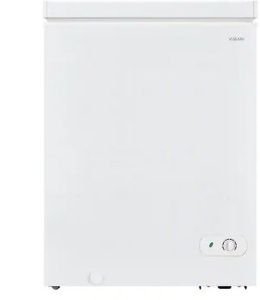 lot 16967 image: Vissani 5.0 cu. ft. Manual Defrost Chest Freezer with LED Light in White, Garage Ready (See Details) - Retail $219