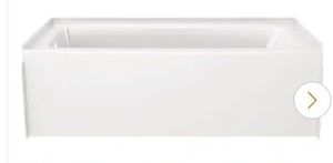 lot 16911 image: Classic 500 60 in. x 30 in. Alcove Deep Soaking Bathtub with Left Drain in High Gloss White - Retail $336