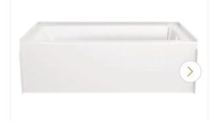 lot 16912 image: Classic 500 60 in. x 30 in. Alcove Deep Soaking Bathtub with Left Drain in High Gloss White - Retail $319