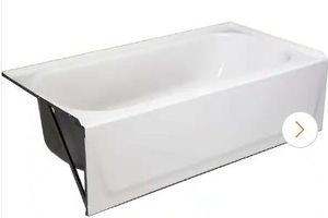 lot 16914 image: Aloha 60 in. x 30 in. Alcove Soaking Bathtub with Left Drain in White - Retail $219