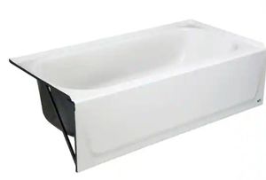 lot 16918 image: Maui 60 in. x 30 in. Alcove Soaking Bathtub with Left Drain in White - Retail $309