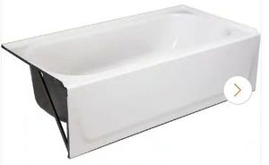 lot 16921 image: Aloha 60 in. x 30 in. Alcove Soaking Bathtub with Left Drain in White - Retail $219