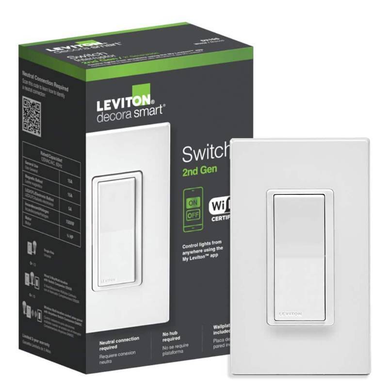 lot 15198 image: Leviton Decora Smart WiFi 15A 120V White Rocker Switch - Retail $58