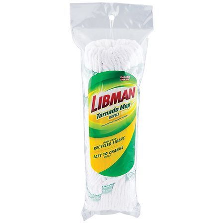 lot 15213 image: Libman Tornado Mop Refill White Cotton Blend Attachment Style Snap-on