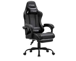 lot 6503 image: GTRACING Ergonomic GTWD-200 Gaming Chair with Adjustable Pillows and Footrest, Black - Retail $126