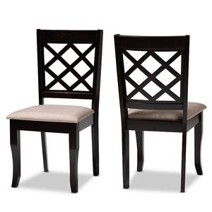 lot 6512 image: Set of 2 Verner Fabric Upholstered Wood Dining Chairs SandDark Brown - Baxton Studio - Retail $165