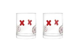 lot 6519 image: Thyme & Table 12 fl oz XOXO Charm Drinking Glasses, Set of 2