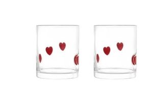 lot 6520 image: Thyme & Table 12 fl oz Red Hearts Charm Drinking Glasses, Set of 2