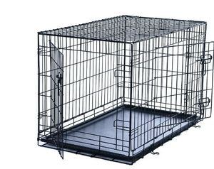 lot 6529 image: Max & Marlow Double-Door Dog Crate, Foldable Metal Wire Kennel, Portable, Tray and Divider Included, 48 x 29 x 31.5 - Retail $84