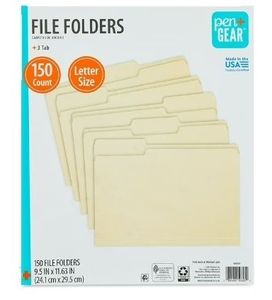 lot 6535 image: PenGear File Folders, Letter, Manila, 13 Cut, 150 Count