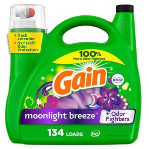 lot 6536 image: Gain Liquid Laundry Detergent  Moonlight Breeze Scent  194 fl oz 134 Loads