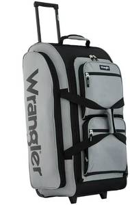 lot 6548 image: Wrangler 30-inch Large Multi-Pocket Upright Rolling Duffel Bag for Travel, Gray