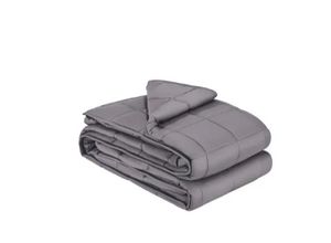 lot 6556 image: VEVOR Weighted Blanket, 25 lbs, 80 x 87 in King Size, Soft 100% Cotton Heavy Blanket with Glass Beads, Breathable Material, Suitable for 250-310 lbs lbs Adults, Anxiety Stress Relief, Improve Sleep, Grey - Retail $60