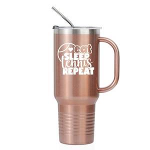 lot 7089 image: Tennis Gifts for Tennis Lovers Insulated 40oz Stainless Steel Tumbler with Handle and Straw Lid