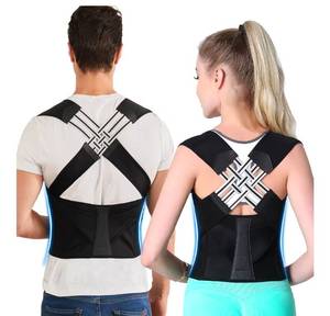 lot 7618 image: Back Brace Posture Corrector for Women and Men (Black, X-Large (Waist 35.5-39.5)