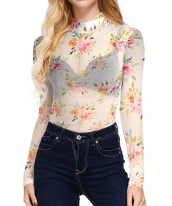 lot 7629 image: Floral Lace Mesh Top Size Medium
