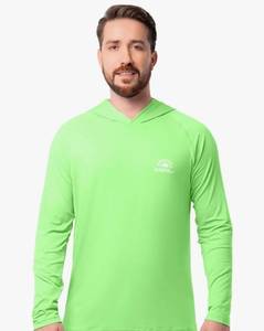 lot 7644 image: Mens Sunpruf Long Sleeve Performance Sun Protection UPF 30 Hooded Shirt Size Small