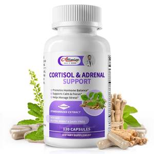 lot 7656 image: Alliwise Cortisol Supplements for Women & Men - Adrenal Support with Ashwagandha, L-Theanine & Holy Basil for Stress Relief, Mood & Steady Focus - Hormone Balance - 120 Vegan Capsules, Best By 052027