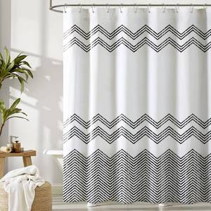 lot 7657 image: Treory Printed Shower Curtain Set Hand-Drawn Chevron Modern Geometric Shower Curtain, Zigzag Pattern Waterproof Fabric, Bohemian Bathtub Bathroom Decorations Home D�cor with Hooks, 72 x 72
