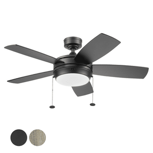 lot 13128 image: Better Homes & Gardens 42inch Matte Black Modern LED Dual Mount Indoor Ceiling Fan