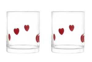 lot 13148 image: Thyme & Table 12 fl oz Red Hearts Charm Drinking Glasses, Set of 2