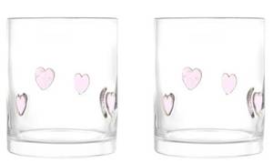 lot 13149 image: Thyme & Table 12 fl oz Pink Hearts Charm Drinking Glasses, Set of 2