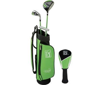 lot 13163 image: PGA Tour G1 Series Kids Green Golf Club Set with 3 Clubs  Carry Bag & 5 Total Pieces Heights 3 6 - 4 1  Ages 3-5