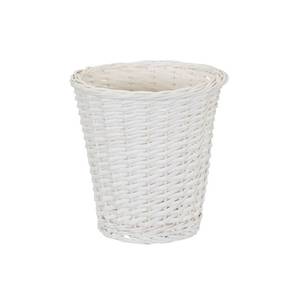 lot 13165 image: Household Essentials Wicker Waste Basket White Indoor Trash Can, Open Top, Small, Spot Clean, 13.9L Capacity