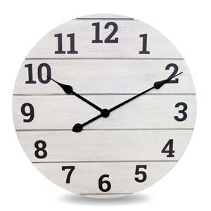 lot 15720 image: Mainstays 20  Analog Whitewashed Wood Plank Wall Clock (See 3rd Pic)