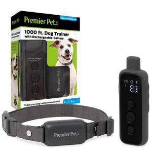 lot 15732 image: Premier Pet 1000 Ft Dog Trainer with Rechargeable Battery - Corrects Unwanted Behaviors - Retail $55