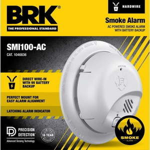 lot 15736 image: BRK Hard-Wired wBattery Back-up Ionization Smoke Detector