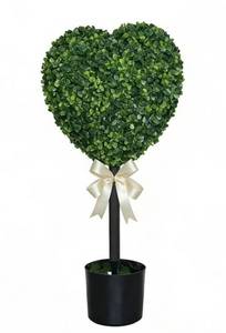 lot 15772 image: Boxwood Heart Topiary with Bow