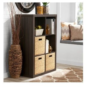 lot 16983 image: Better Homes & Gardens 6 Cube Storage Organizer, Tobacco Oak - Retail $65