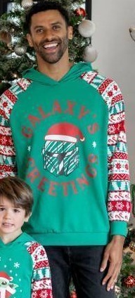 lot 201 image: Baby Yoda Galaxy Print Long Sleeve Mens Loose Fit, Red Green Sizes X-Large