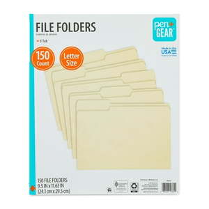 lot 6573 image: PenGear File Folders  Letter  Manila  13 Cut  150 Count