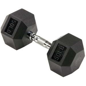 lot 6577 image: BalanceFrom Rubber Encased Hex Dumbbell 50LBs (Only One)