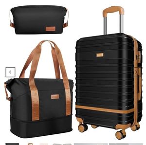lot 6583 image: 20  3-Piece Hardside Luggage Set, Black - Retail $110