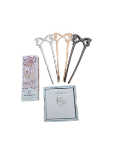 lot 7701 image: BEAUTY ACCESSORIES BUNDLE- APSVO Heart Letter A Necklace, Azurebeauty Green Nail Polish, and Hair Clips Set