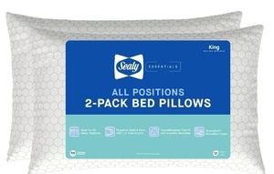 lot 13170 image: Sealy Essentials All Positions Bed Pillow, King- Hexagon Pattern, Back, Stomach, and Side Sleeper (2 Count)