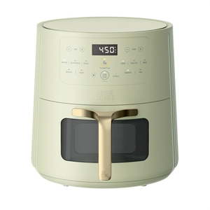 lot 13173 image: Thyme & Table 6QT Air Fryer with ThymeCrisp and Ceramic-Coated Nonstick Basket Ecualyptus Green - Retail $90